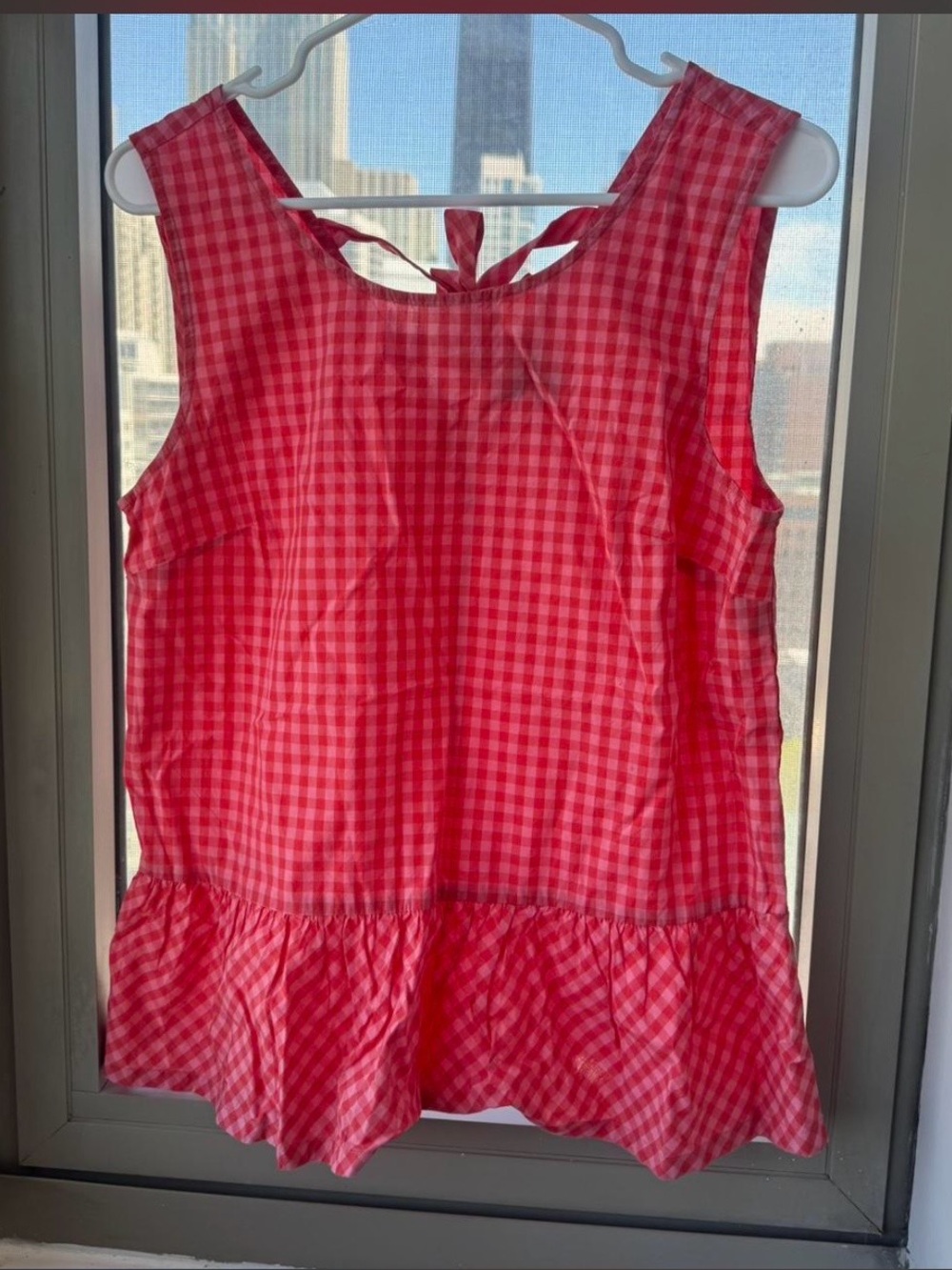 Gingham Sleeveless Peplum Top